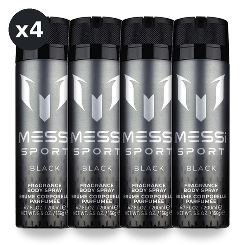 Messi Sport Black Body Spray 200ml Pack of 4