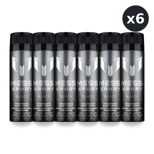 Messi Sport Black Body Spray 200ml Pack of 6