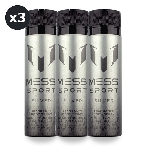 Messi Sport Silver Body Spray 200ml Pack of 3