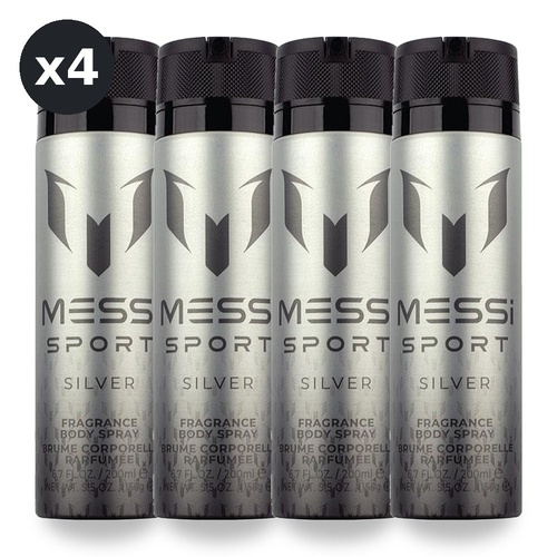 Messi Sport Silver Body Spray 200ml Pack of 4
