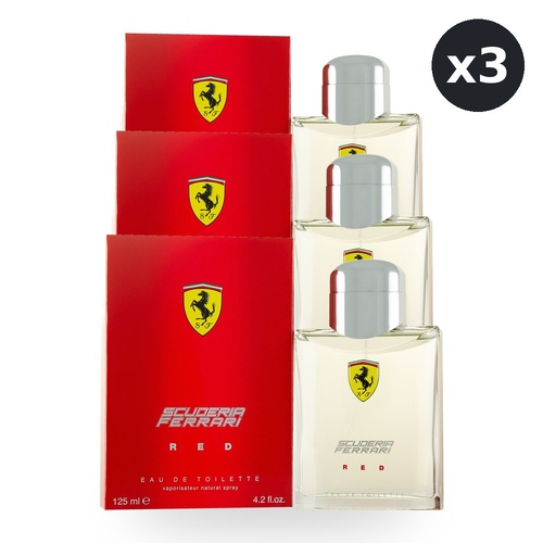 Ferrari Scuderia Red Eau De Toilette EDT Spray 125ml Pack of 3