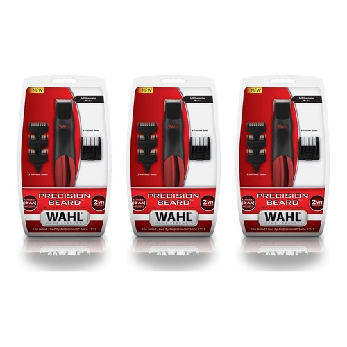 Wahl Precision Beard Battery Trimmer with 6-Position Guide & 3 Guide Combs Pack of 3