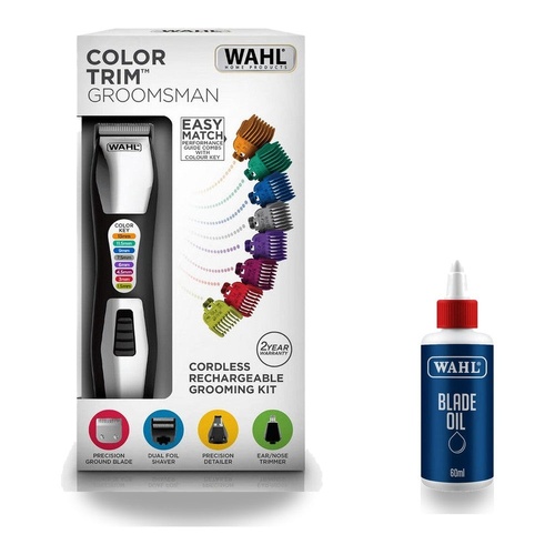 Wahl Color Trim Groomsman Rechargeable Multigroomer + Blade Oil Care Kit