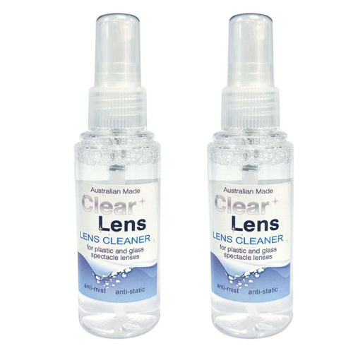 Clear Lens Cleaner Solution for Plastic and Glass Eyewear 2 x 60ml