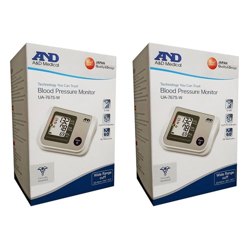 A&D Digital Blood Pressure Monitor Wide Cuff Pack of 2