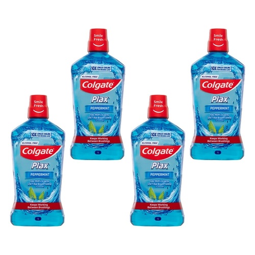 Colgate Plax Alcohol Free Peppermint Mouthwash 1L x 3 Bundle of 4