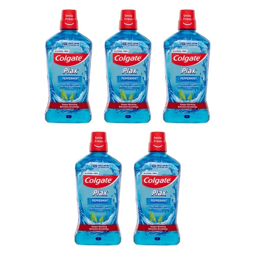 Colgate Plax Alcohol Free Peppermint Mouthwash 1L x 3 Bundle of 5