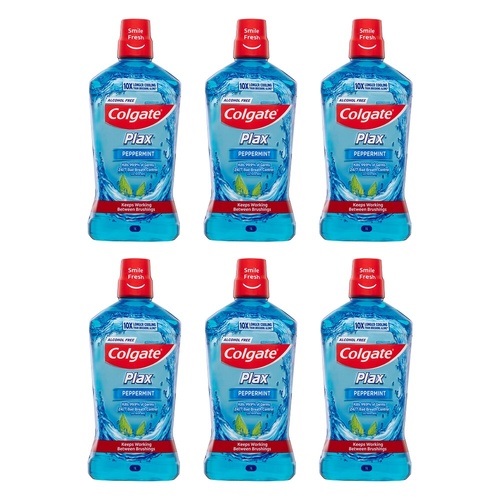 Colgate Plax Alcohol Free Peppermint Mouthwash 1L x 3 Bundle of 6