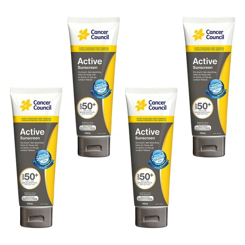 Cancer Council Active Dry Touch Sunscreen SPF50+ 110mL Pack of 4