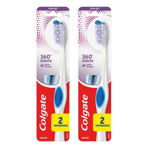 Colgate 360 Sensitive Pro-Relief Toothbrush Extra Soft 2 Pack Bundle of 2