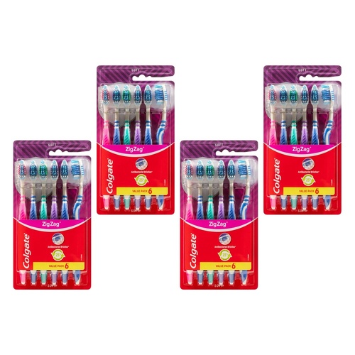 Colgate Zig Zag Soft Toothbrush Value Pack 6 Pack Bundle of 4
