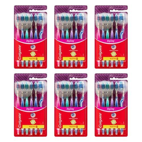 Colgate Zig Zag Soft Toothbrush Value Pack 6 Pack Bundle of 6