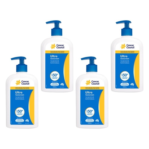 Cancer Council Ultra Sunscreen SPF 50+ 500mL Pack of 4