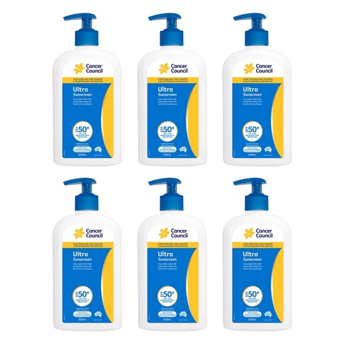 Cancer Council Ultra Sunscreen SPF 50+ 500mL Pack of 6