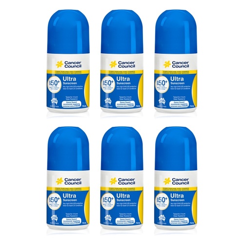 Cancer Council Ultra Sunscreen Roll-On SPF 50+ 75mL Pack of 6