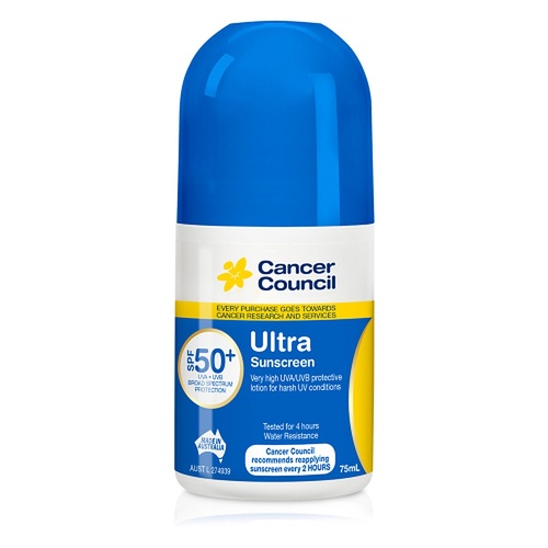 Cancer Council Ultra Sunscreen Roll-On SPF 50+ 75mL