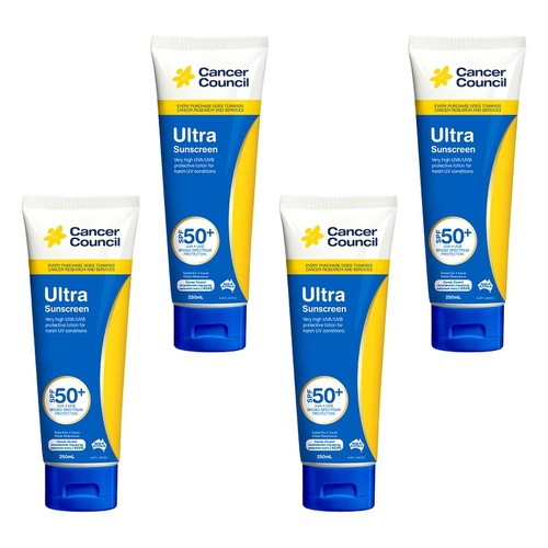 Cancer Council Ultra Sunscreen SPF 50+ 250mL Pack of 4