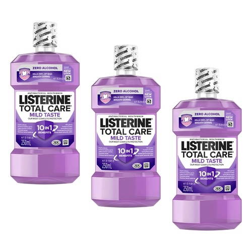Listerine Total Care Zero Antibacterial Mouthwash 250mL Pack of 3