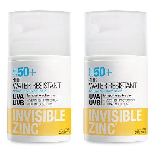 Invisible Zinc SPF50+ 4 Hour Water Resistant Lotion 50mL Pack of 2