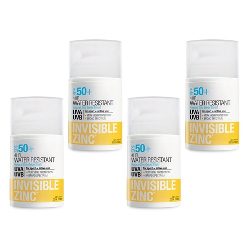 Invisible Zinc SPF50+ 4 Hour Water Resistant Lotion 50mL Pack of 4