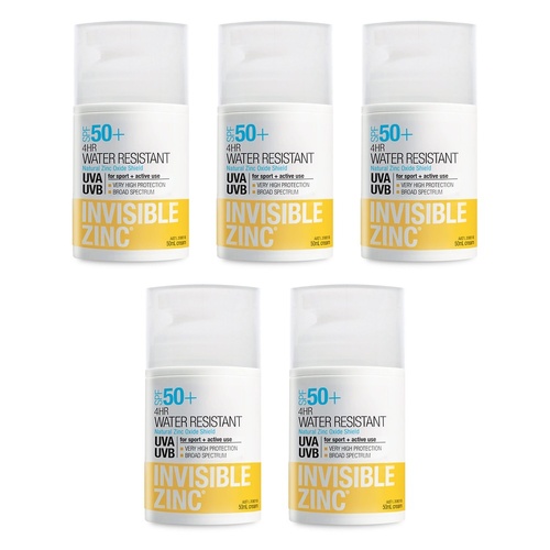 Invisible Zinc SPF50+ 4 Hour Water Resistant Lotion 50mL Pack of 5