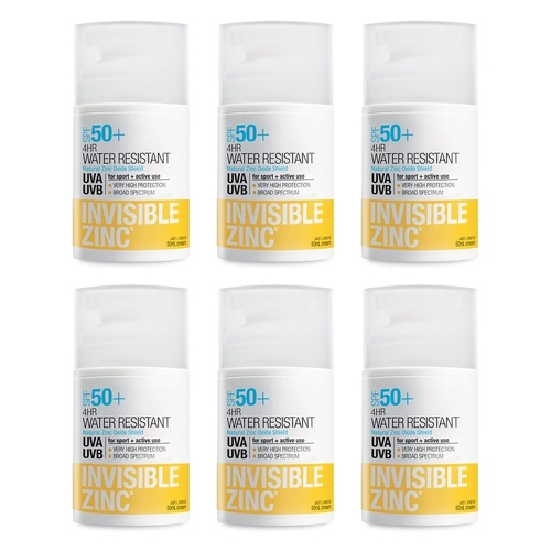 Invisible Zinc SPF50+ 4 Hour Water Resistant Lotion 50mL Pack of 6