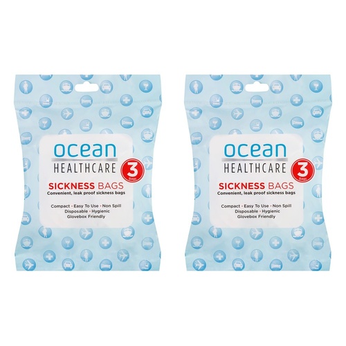Ocean Healthcare Sickness Bags 3 Pack Bundle of 2