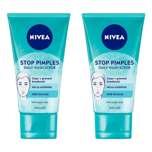 NIVEA Stop Pimples Daily Wash Scrub 150mL Pack of 2