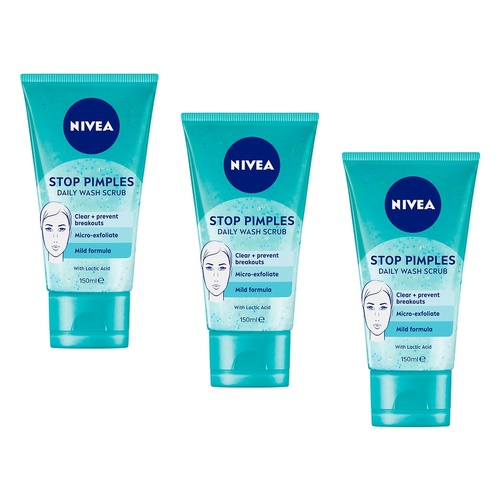 NIVEA Stop Pimples Daily Wash Scrub 150mL Pack of 3
