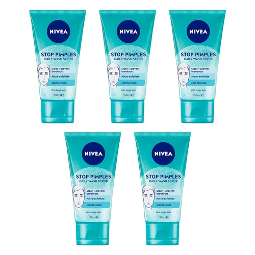 NIVEA Stop Pimples Daily Wash Scrub 150mL Pack of 5