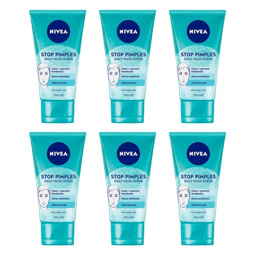 NIVEA Stop Pimples Daily Wash Scrub 150mL Pack of 6