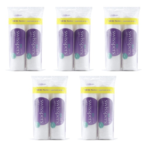 Swisspers Make-Up Pads Twin Pack 160 Pack Bundle of 5