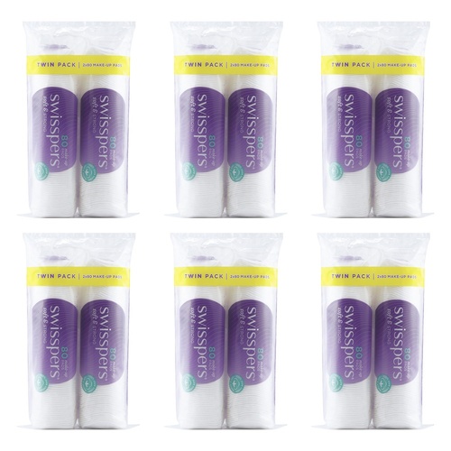 Swisspers Make-Up Pads Twin Pack 160 Pack Bundle of 6