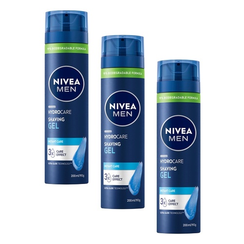 NIVEA Men Protect & Care Moisturising Shaving Gel 200mL Pack of 3