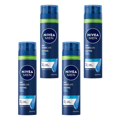 NIVEA Men Protect & Care Moisturising Shaving Gel 200mL Pack of 4