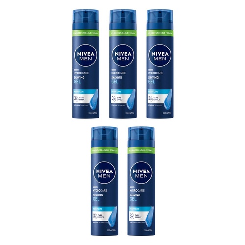 NIVEA Men Protect & Care Moisturising Shaving Gel 200mL Pack of 5