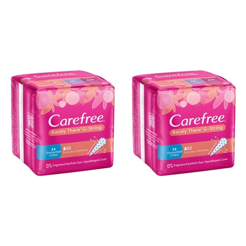 Carefree Barely There G-String Liners 24 Pack x 12 Bundle of 2