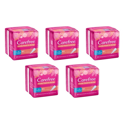 Carefree Barely There G-String Liners 24 Pack x 12 Bundle of 5