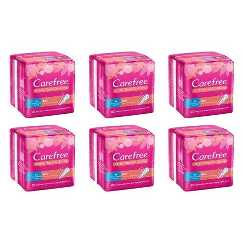 Carefree Barely There G-String Liners 24 Pack x 12 Bundle of 6