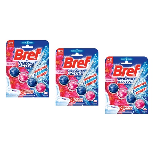 Bref Power Active Flower Blossom Rim Block Toilet Cleaner 50g x 6 Bundle of 3