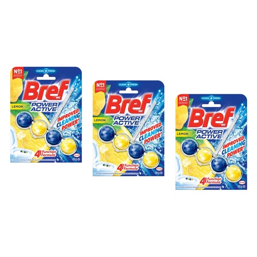 Bref Power Active Juicy Lemon Rim Block Toilet Cleaner 50g x 6 Bundle of 3