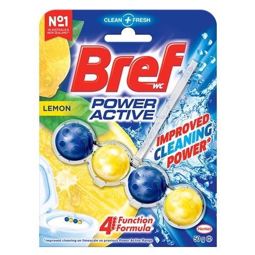 Bref Power Active Juicy Lemon Rim Block Toilet Cleaner 50g x 6