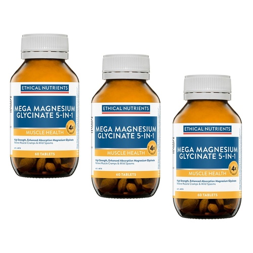 Ethical Nutrients Mega Magnesium Glycinate 5-in-1 60 Tablets Pack of 3