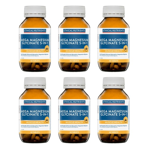 Ethical Nutrients Mega Magnesium Glycinate 5-in-1 60 Tablets Pack of 6