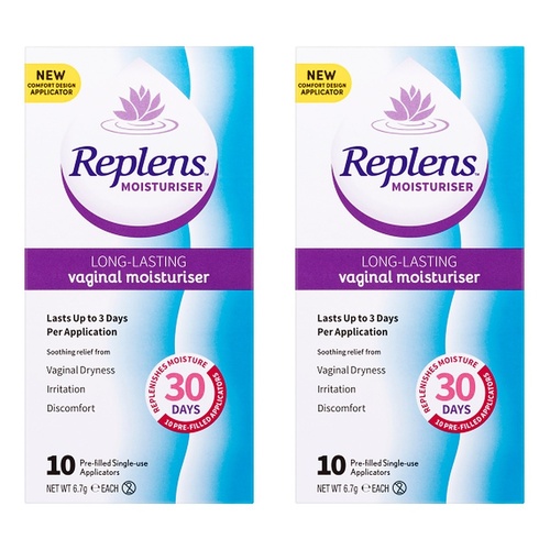 Replens Vaginal Moisturiser Pre-Filled Applicators 10 Pack Bundle of 2