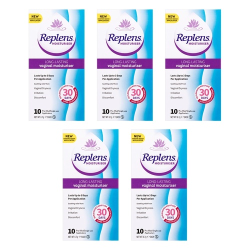 Replens Vaginal Moisturiser Pre-Filled Applicators 10 Pack Bundle of 5