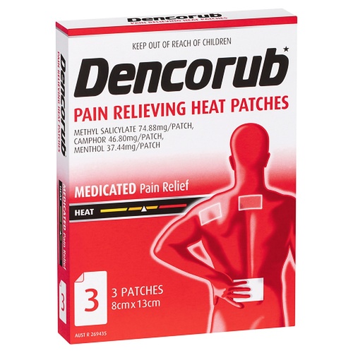 Dencorub Self Adhesive Heat Patches 3 Pack