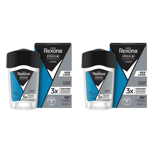 Rexona Men Clinical Protection Antiperspirant Clean Scent 45mL Pack of 2