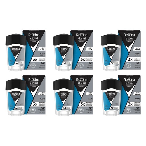 Rexona Men Clinical Protection Antiperspirant Clean Scent 45mL Pack of 6