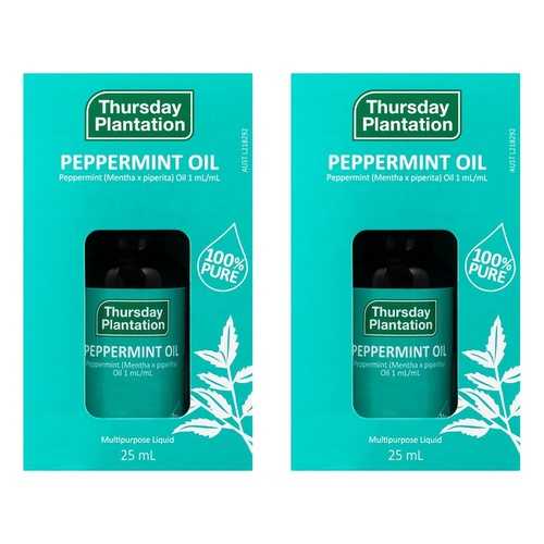 Thursday Plantation 100% Pure Peppermint Oil 25mL Pack of 2